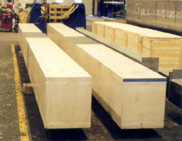 Stainless steel box beams treated with vibratory stress